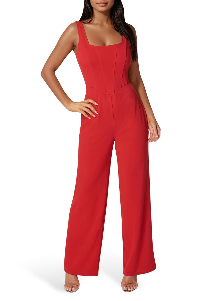 Corset Jumpsuit, Main, color, RED