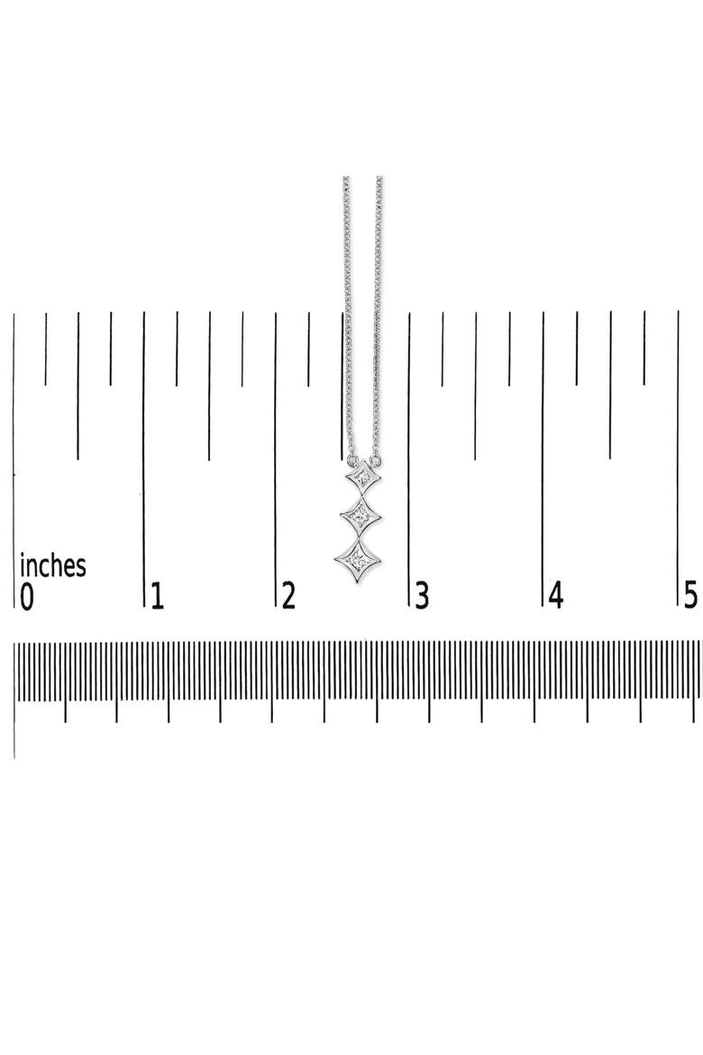 10K Gold 1/5 Cttw Princess Cut Diamond 3 Stone Drop Pendant Necklace, Alternate, color, White