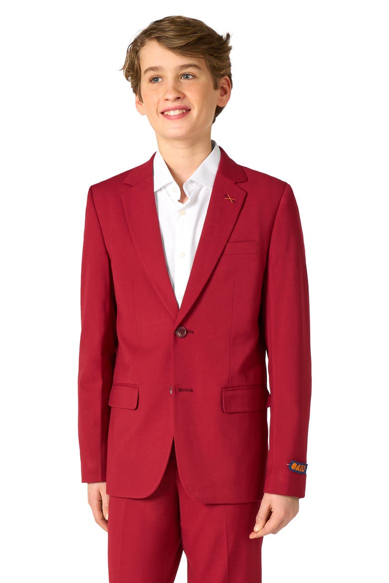 Kids' Daily Bright Burgundy Stretch Suit, Alternate, color, RED