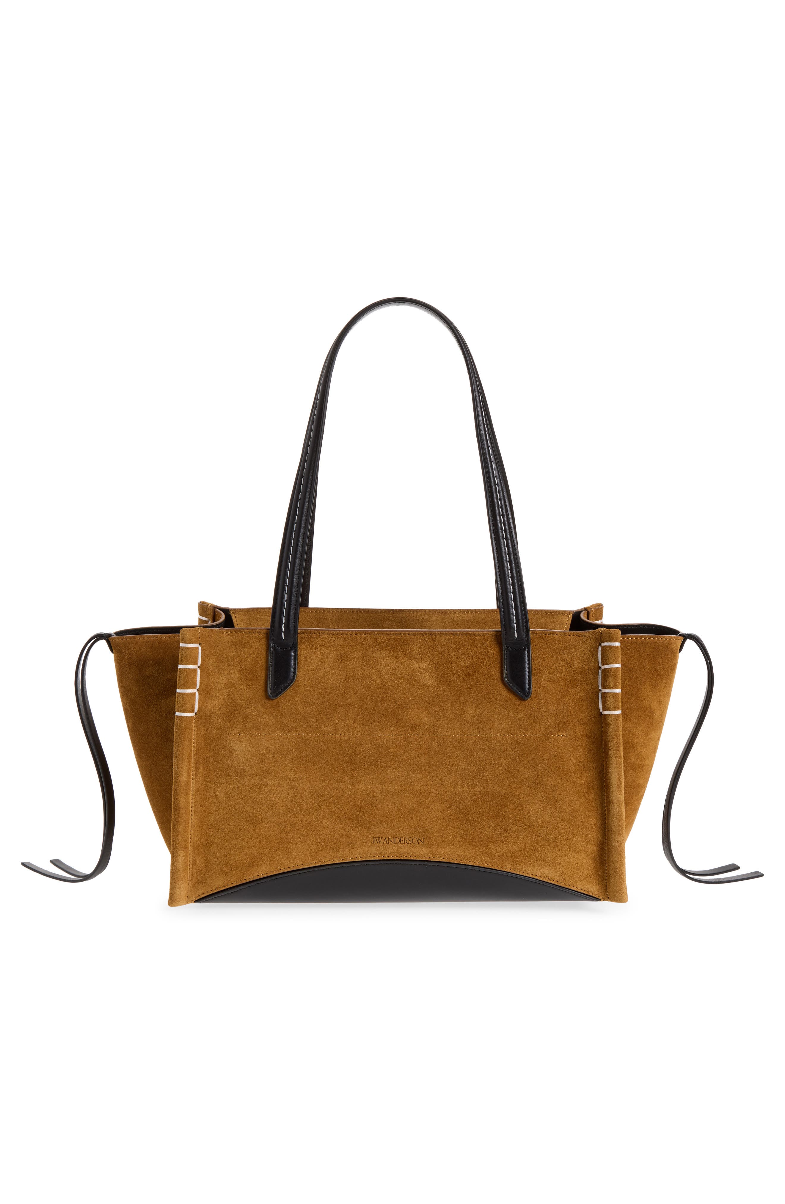 Elongated Loafer Cabas Leather Tote, Alternate, color, CARAMEL/ BLACK 269