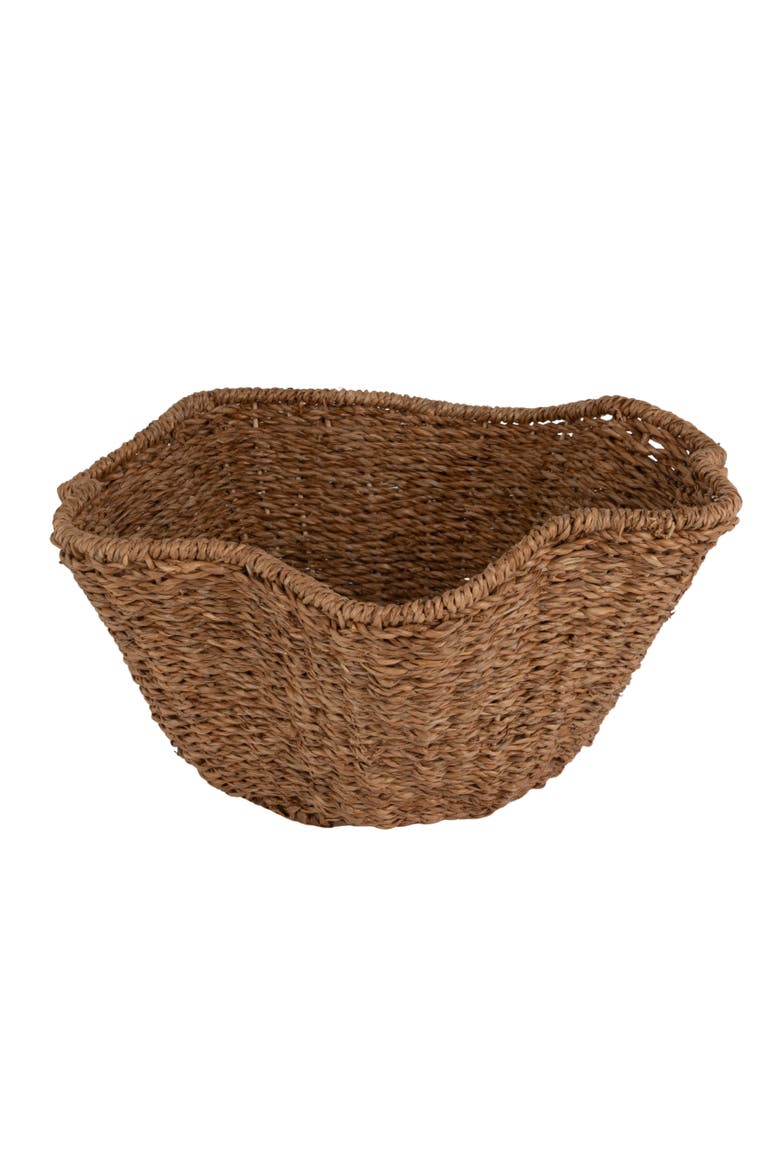 Ruffled Bankuan and Rattan Decorative Bowl, Natural, Main, color, Natural