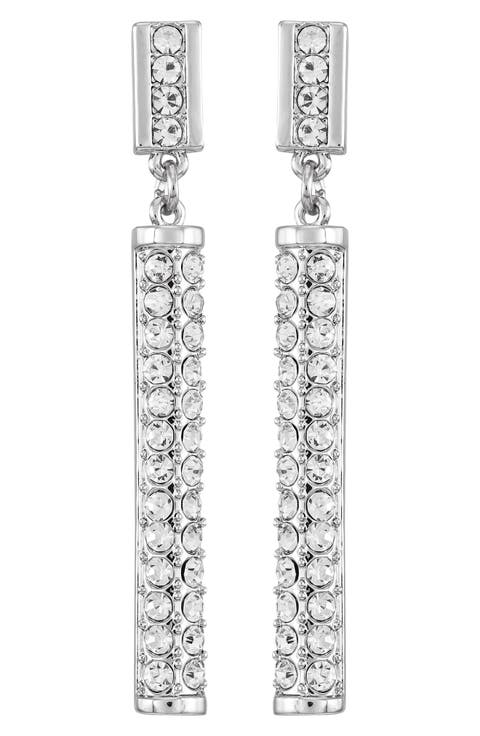 Pavé Crystal Bar Linear Drop Earrings