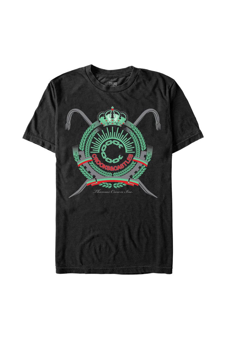Men's Crooks & Castles Thomas Crown Inc. Green Coat of Arms  Graphic T-Shirt, Main, color, Black