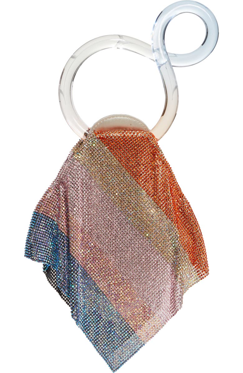 Benedetta Bruzziches Little Casper Stripe Sirenuse Crystal Mesh Clutch, Alternate, color,