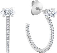 Crislu Marquise-Cut Pavé Cubic Zirconia Huggie Hoop Earrings