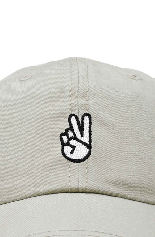 Dalix Peace Sign Embroidered Dad Hat In Washed Stone White