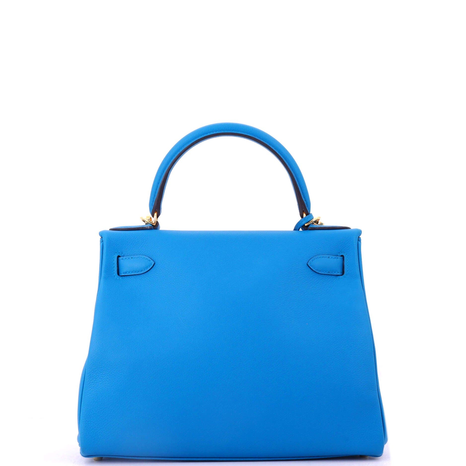 Pre-Owned Hermes Kelly Handbag Blue Evercolor with Gold Hardware 28, Alternate, color, 