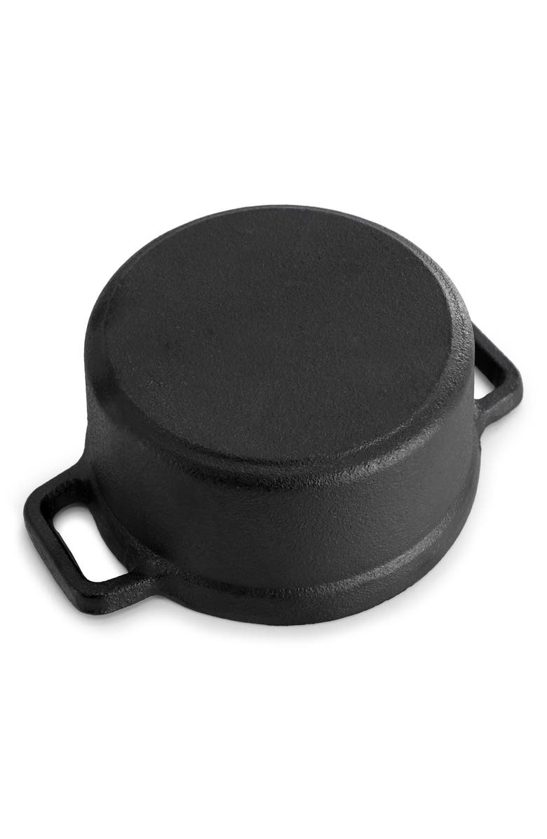 Megachef Cast Iron 8 Ounce Mini Dutch Oven with Wood Tray, Alternate, color, Black