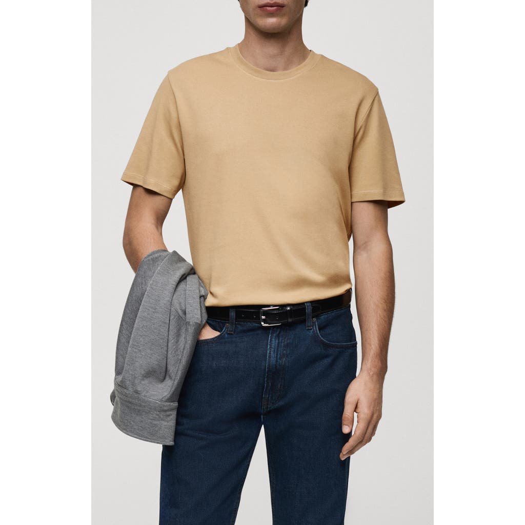 Mango Regular Fit Medium Weight Cotton T-shirt In Brown