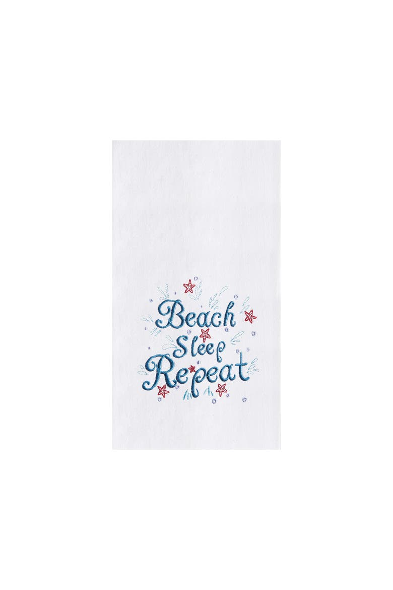Beach Sleep Repeat Flour Sack Kitchen Dishtowel, Main, color, White