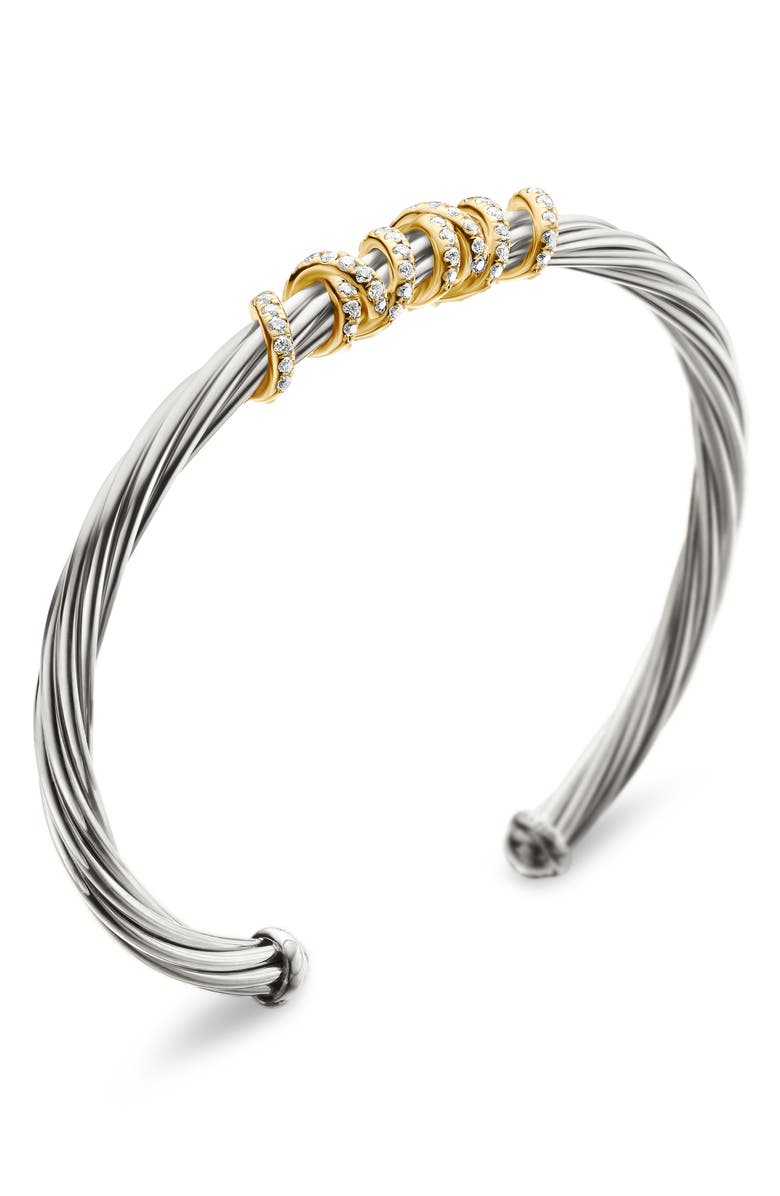 David Yurman Helena Center Station Bracelet with Diamonds and 18K Gold, 4mm, Alternate, color,