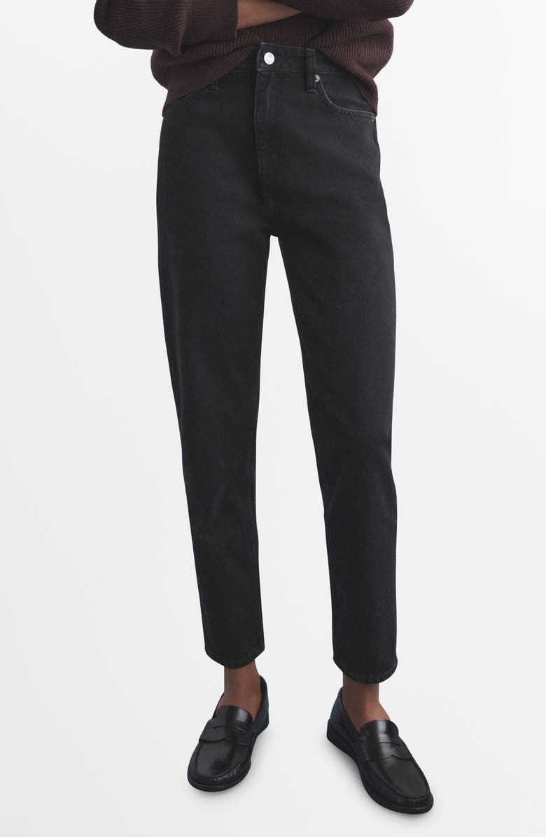 MANGO Crop Mom Jeans, Main, color, Black Denim