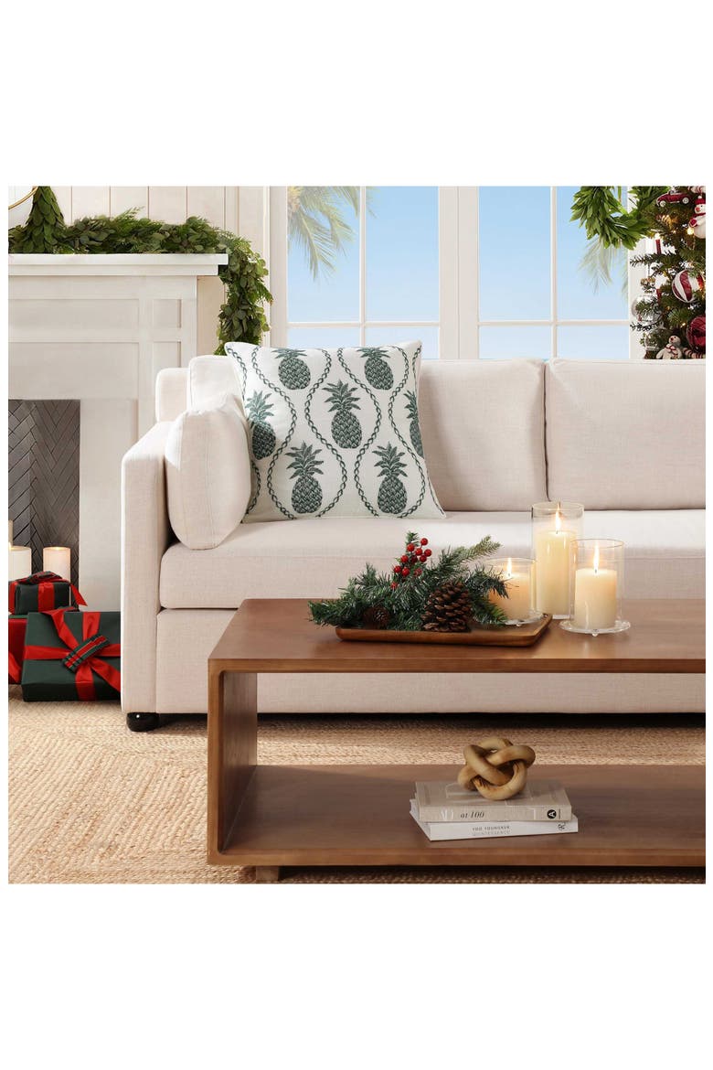 Golden Pineapple Decorative Accent Pillow, Alternate, color, DARK GREEN
