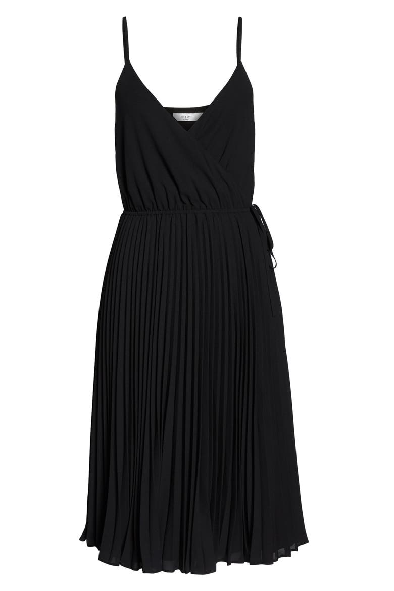 Lily Pond Faux Wrap Dress, Alternate, color, BLACK