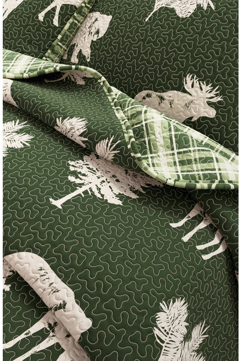 Bear Moose Quilt Set, Alternate, color, FOREST GREEN