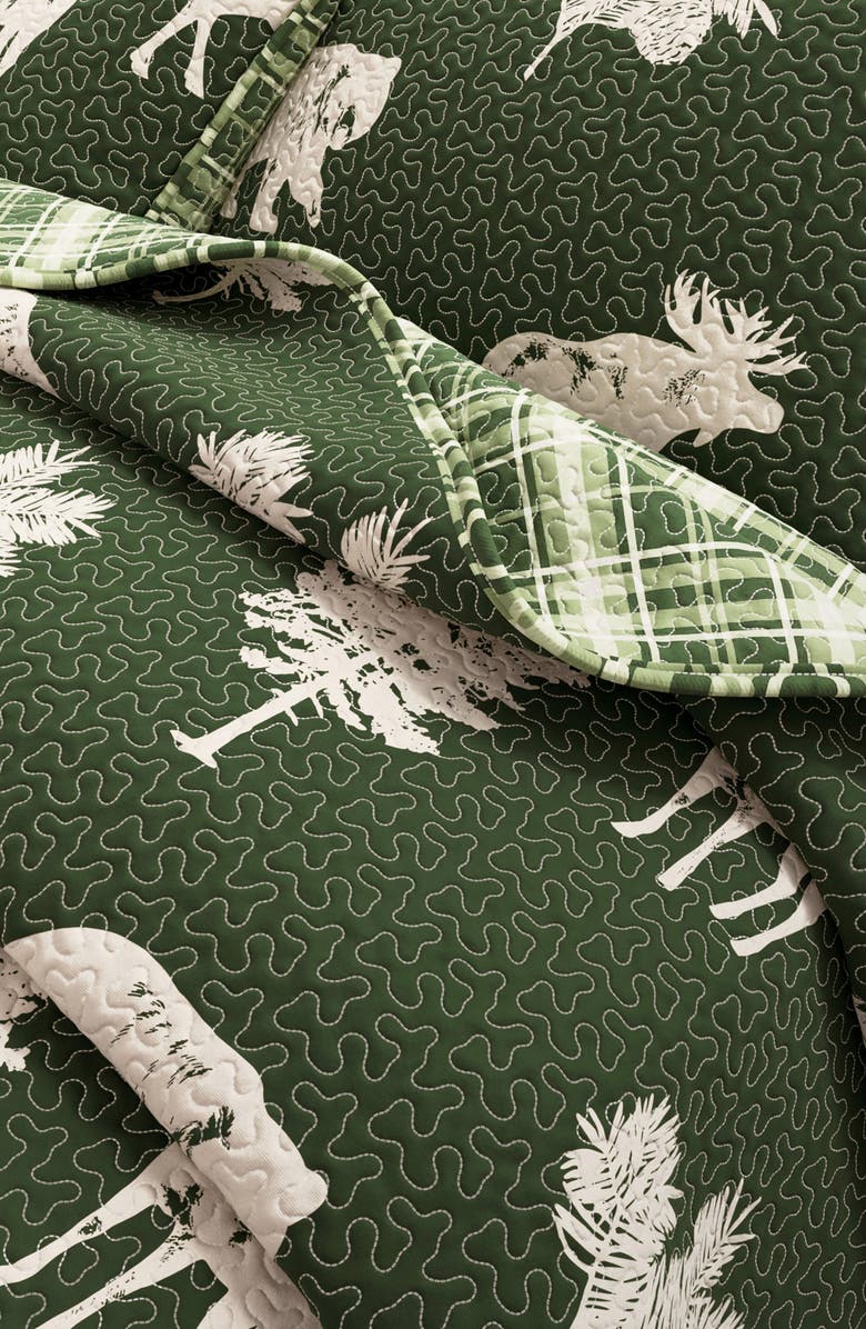 Woven & Weft Bear Moose Quilt Set, Alternate, color, Forest Green