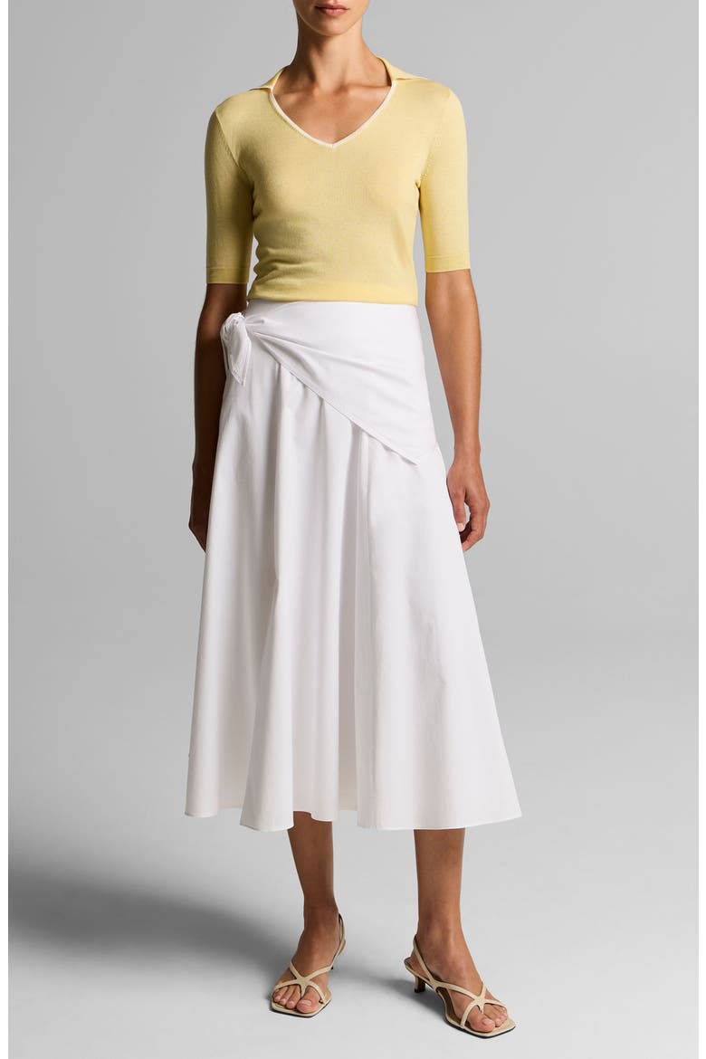 Tipped Cotton & Cashmere Polo, Alternate, color, DANDELION/ OFF WHITE