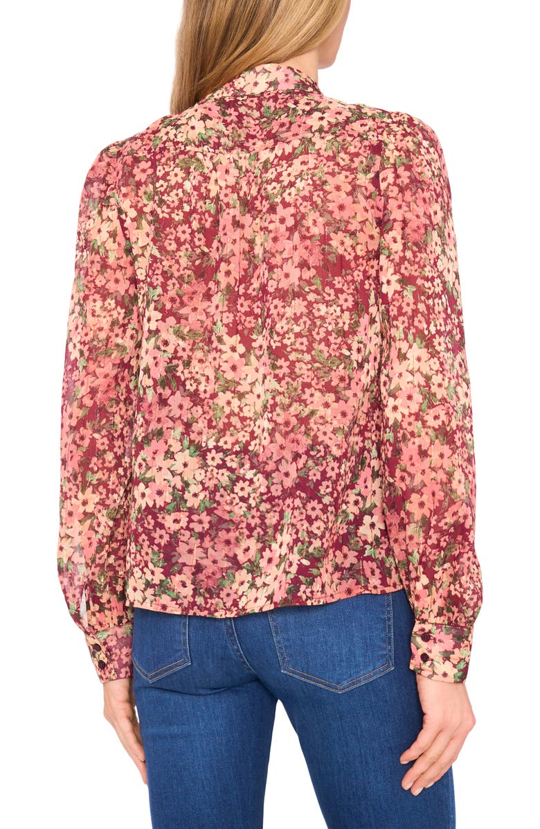 CeCe Floral Metallic Stripe Long Sleeve Top, Alternate, color, 