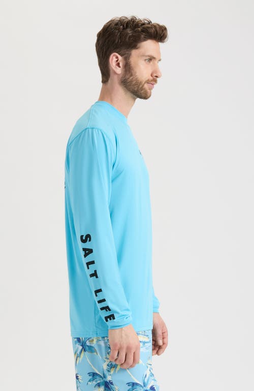 Salt Life Nothin' But Bite Long Sleeve Performance Tee In Blue