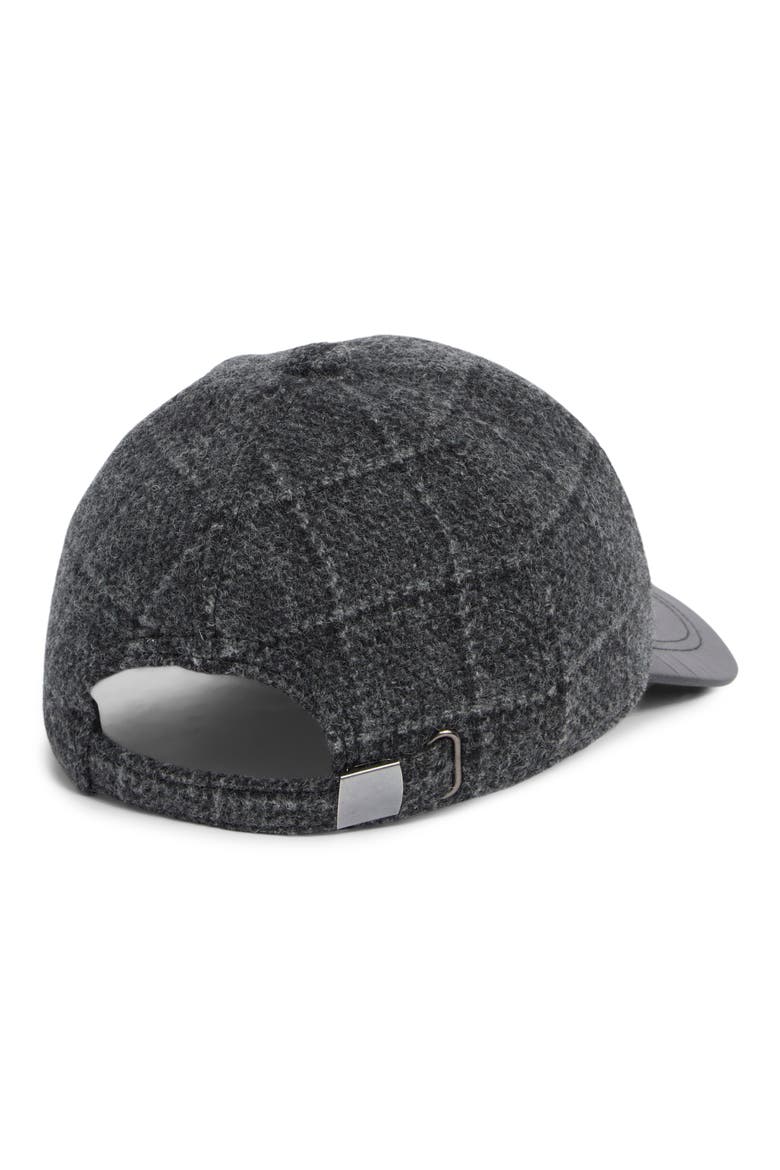 Wool & Cashmere Baseball Cap with Faux Leather Bill, Alternate, color, CHARCOAL MULTI