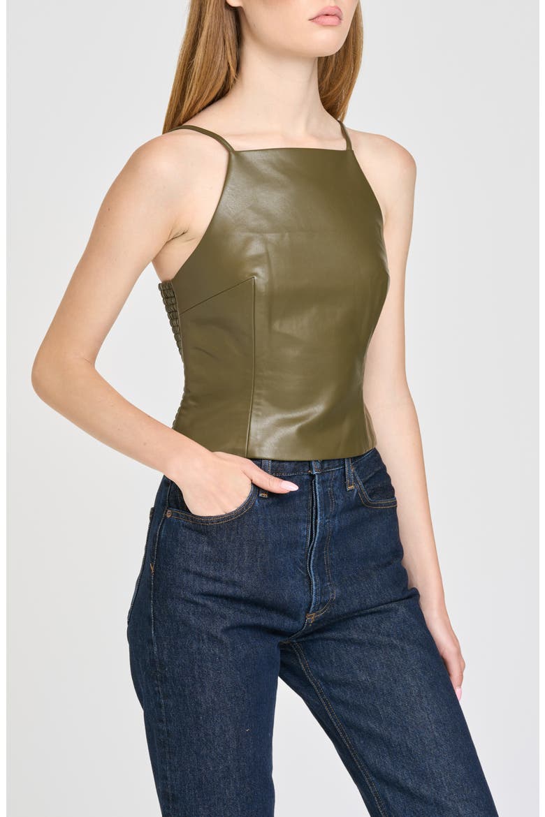 Veronica Faux Leather Cami Top, Alternate, color, OLIVE