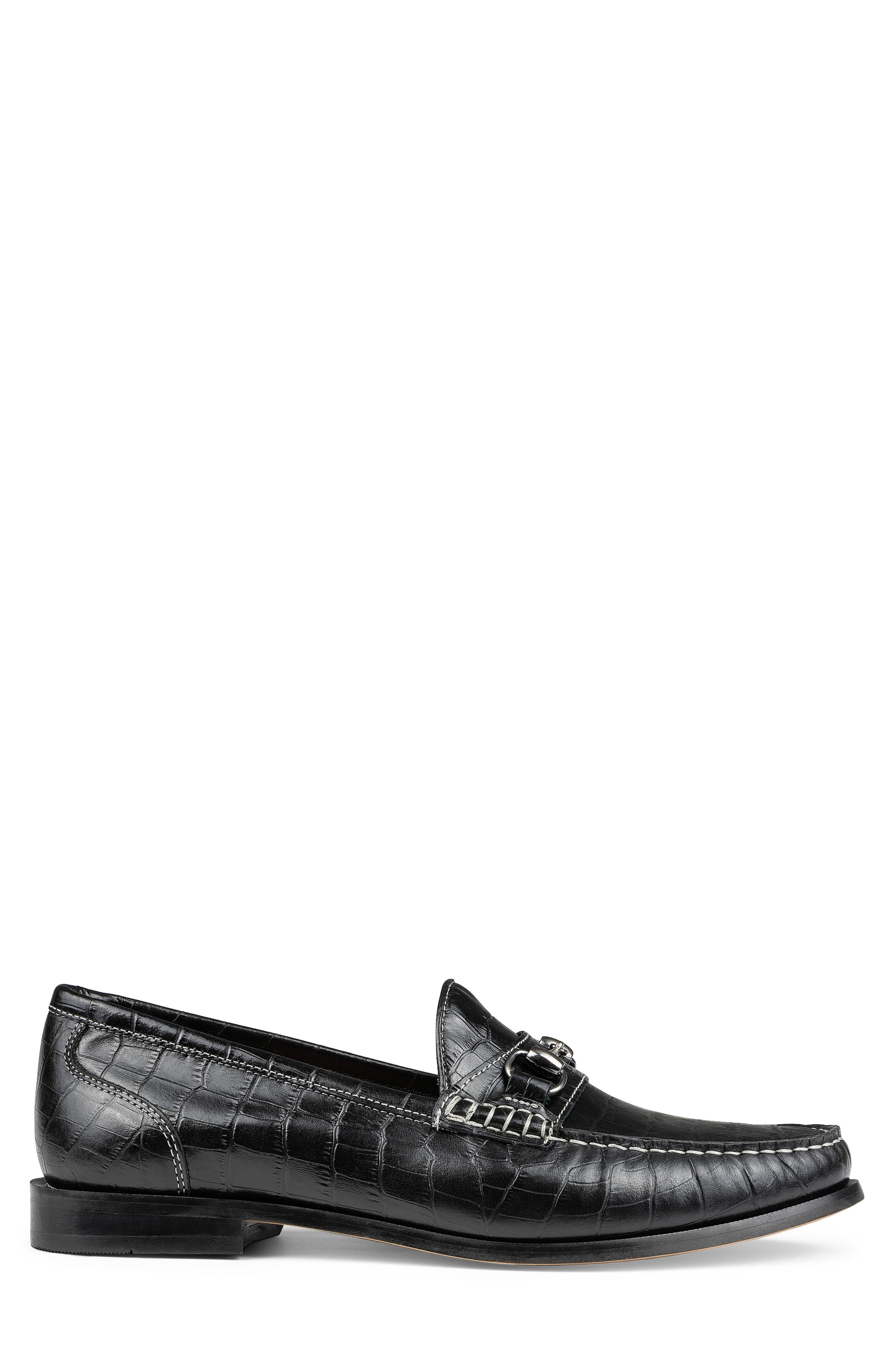 Donald Pliner Croc Embossed Bit Loafer, Alternate, color, Black