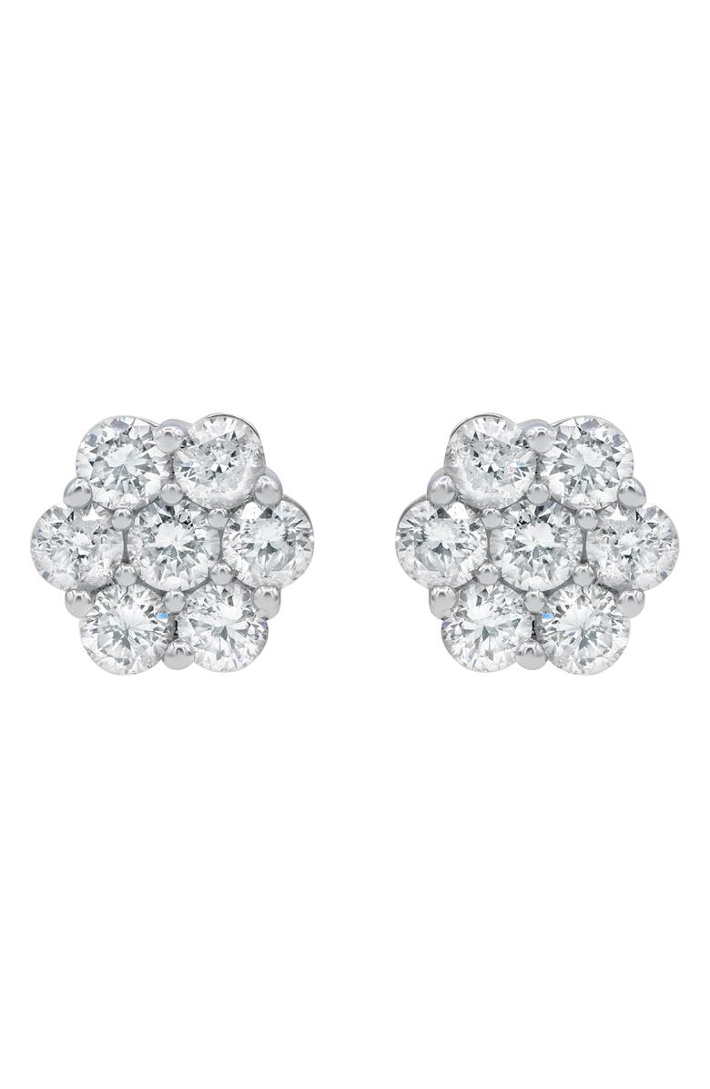 LuvMyJewelry Lab Grown Diamond Floral Cluster Stud Earrings, Alternate, color, 14K White Gold