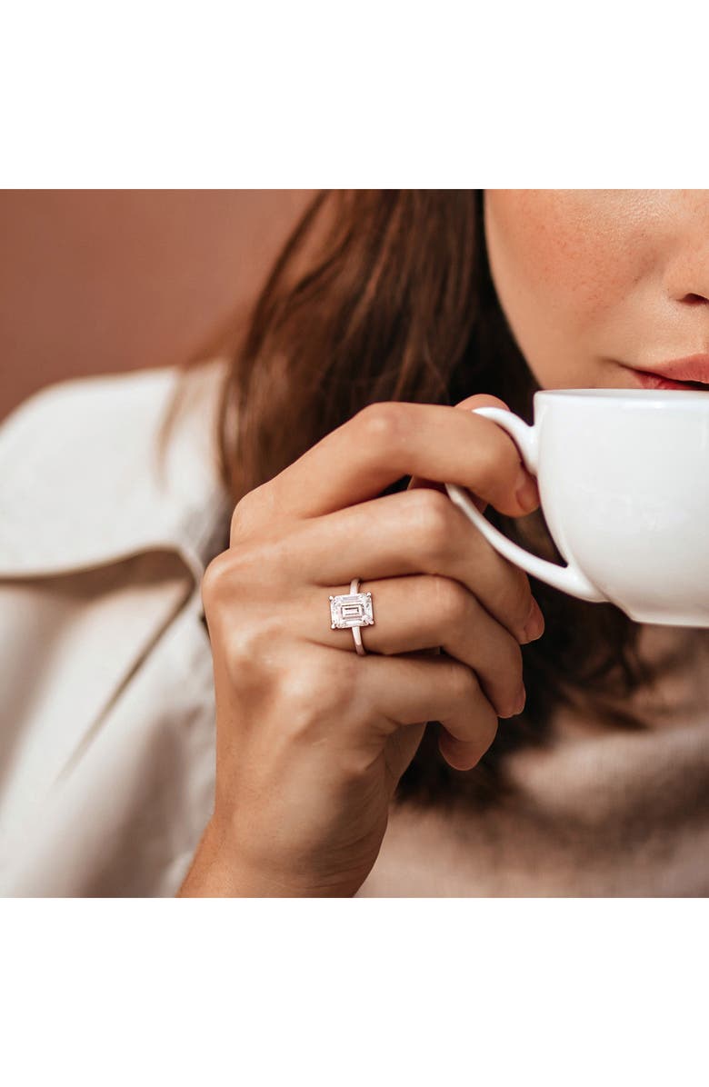 DELMAR Dew Octagon Created Moissanite Ring, Alternate, color, Silver