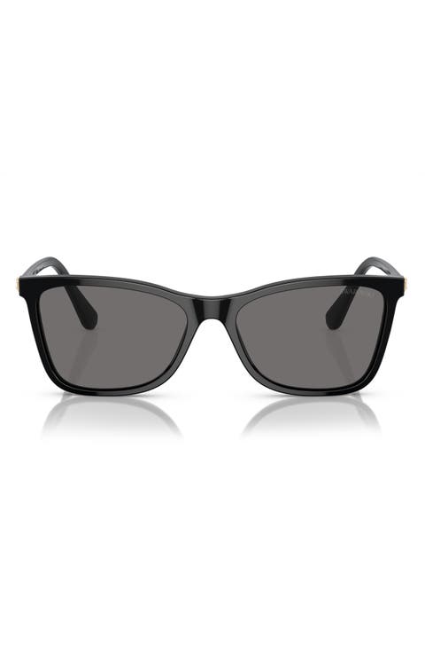 55mm Polarized Rectangular Sunglasses
