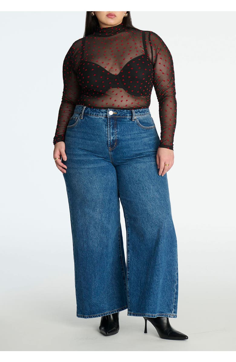 ELOQUII Mesh Heart Top, Alternate, color, 