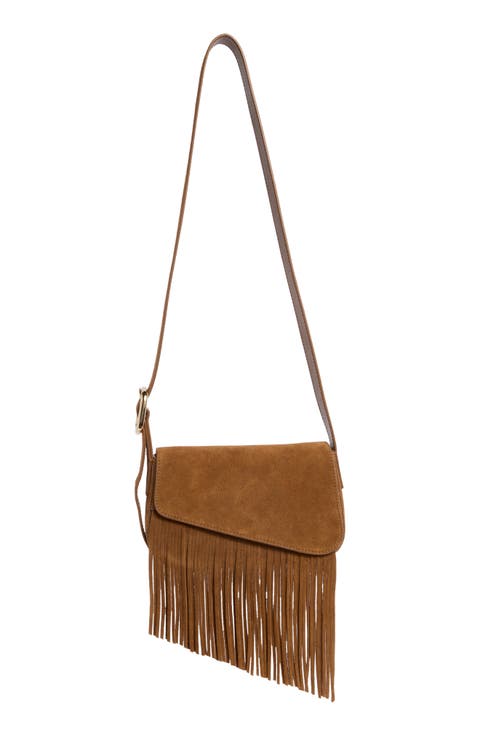 Soft Grain Fringe Flap Crossbody Bag