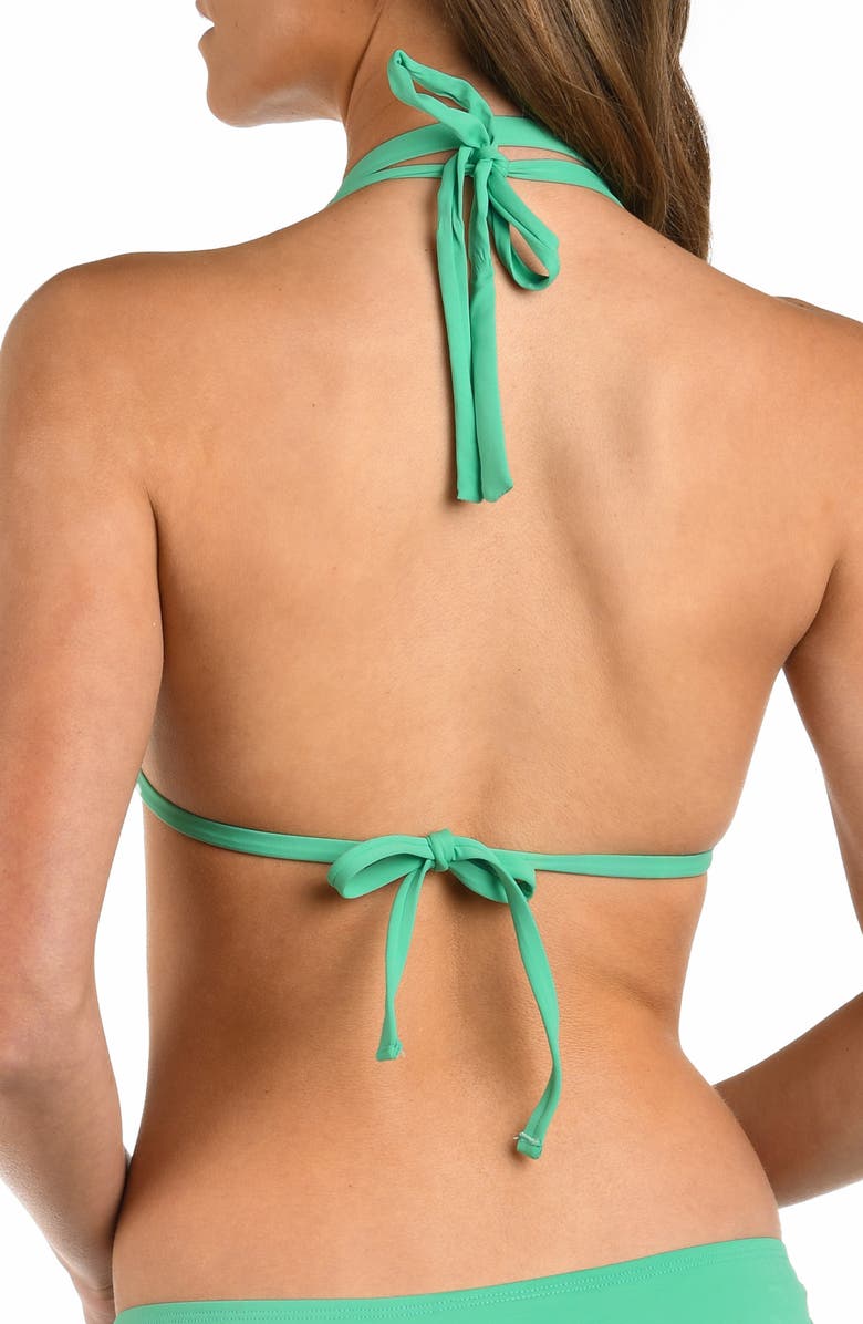 La Blanca Island Goddess Halter Bikini Top, Alternate, color, Eucalyptus