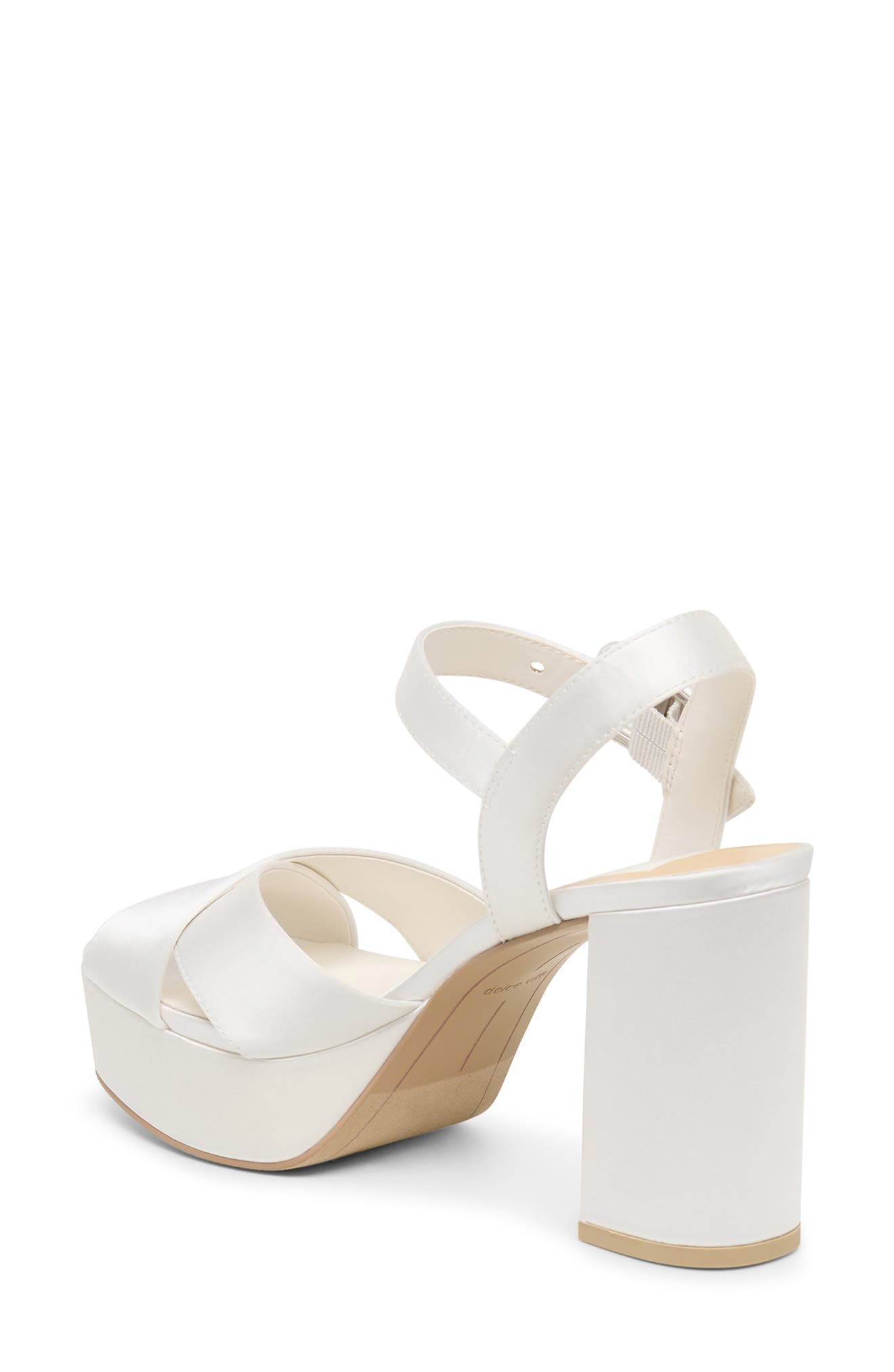 Dolce Vita Ciara Platform Ankle Strap Sandal, Alternate, color, White Satin