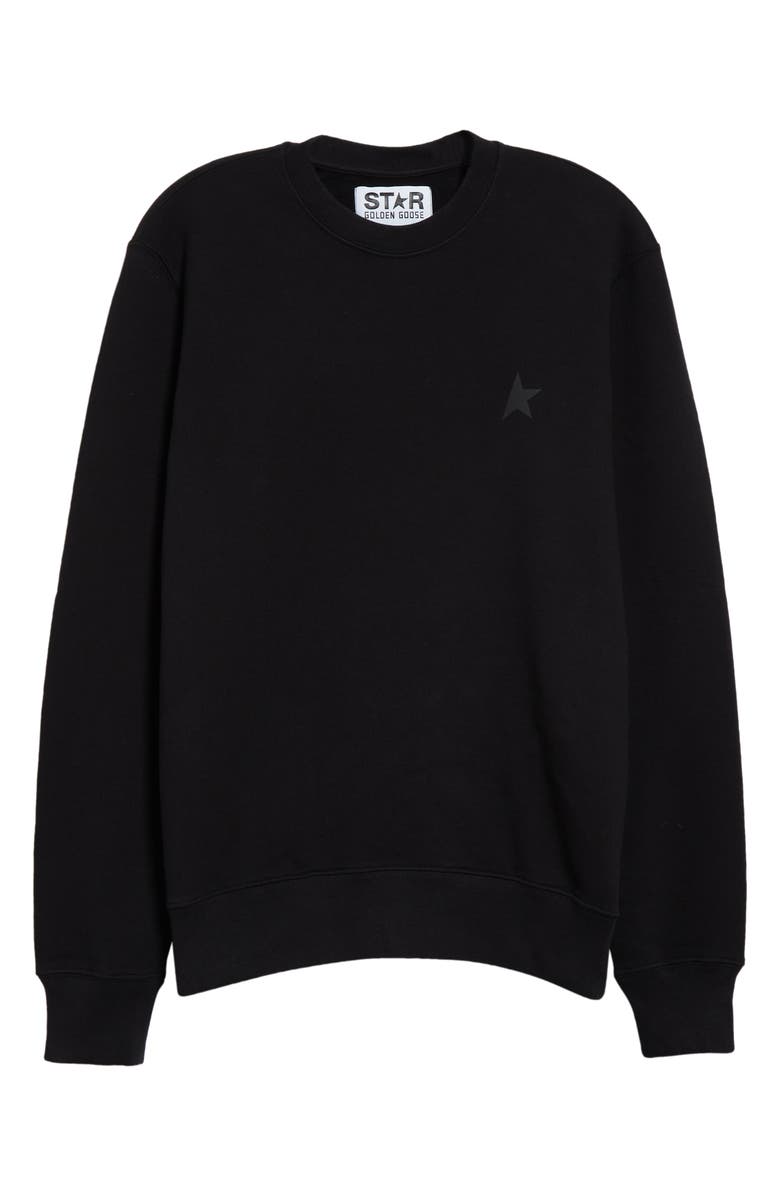 Golden Goose Archibald Star Cotton Crewneck Sweatshirt, Alternate, color, Black