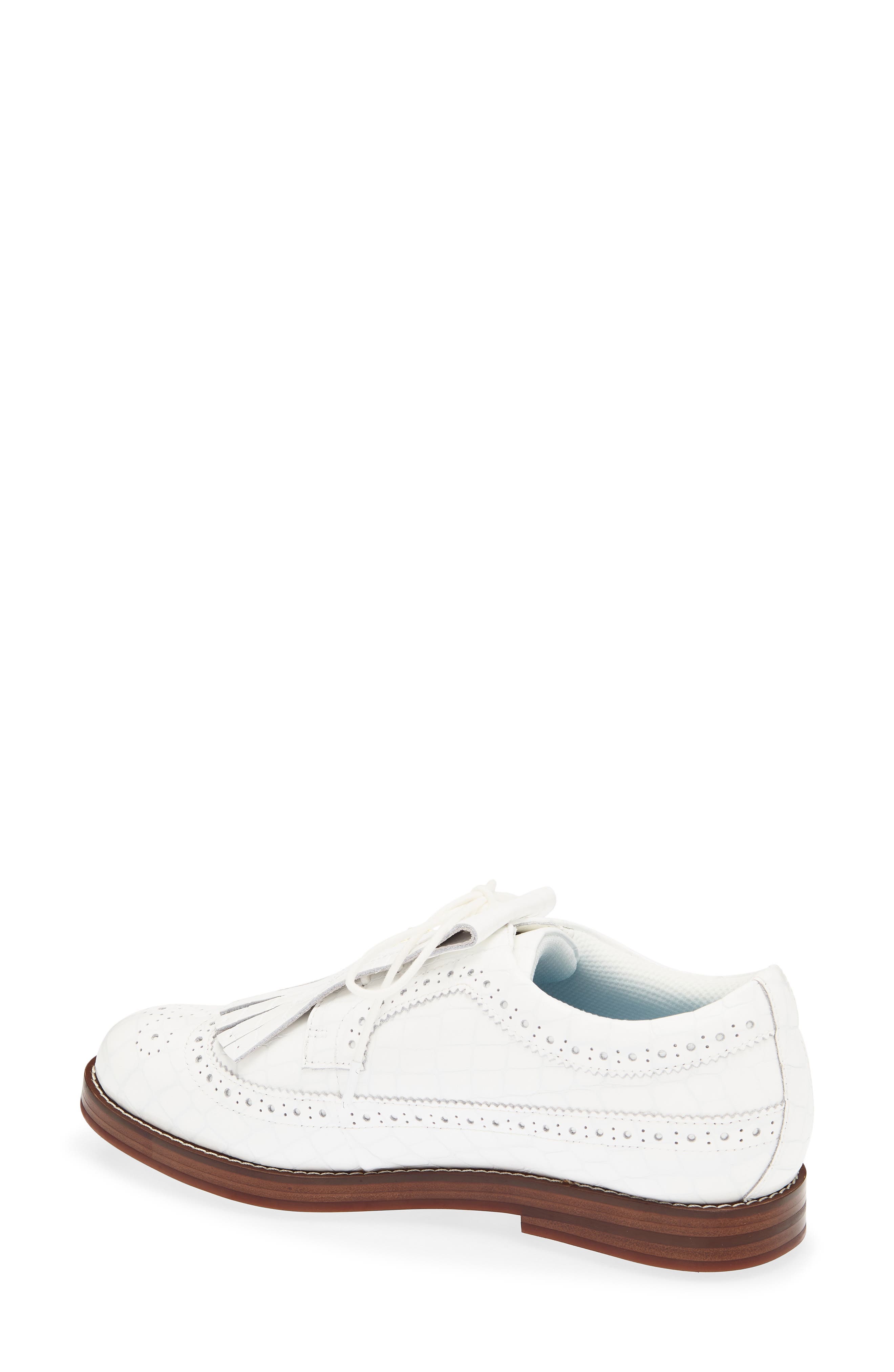 Gallivanter Croc Embossed Longwing Golf Shoe, Alternate, color, SNOW
