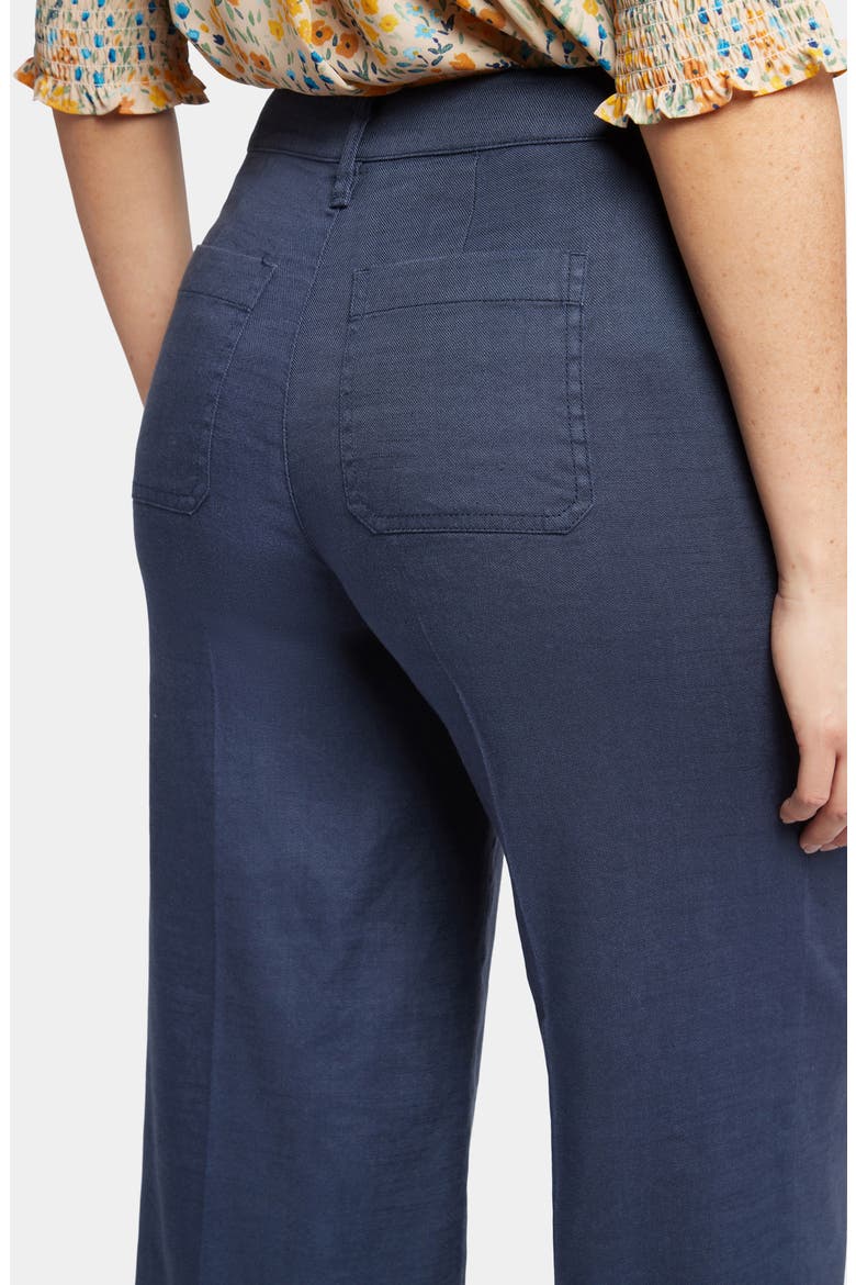 Linen Blend Crop Wide Leg Pants, Alternate, color, OXFORD NAVY