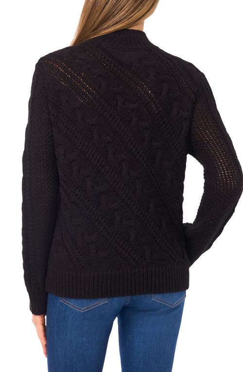 Halogenr Halogen(r) Diagonal Cable Mock Neck Sweater In Black