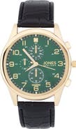 Jones New York Diamond Chronograph Croc Embossed Leather Strap Watch, 42mm