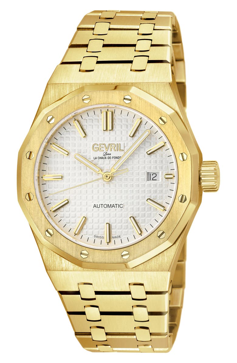GEVRIL Gotham Automatic Bracelet Watch, 41mm, Main, color, Gold