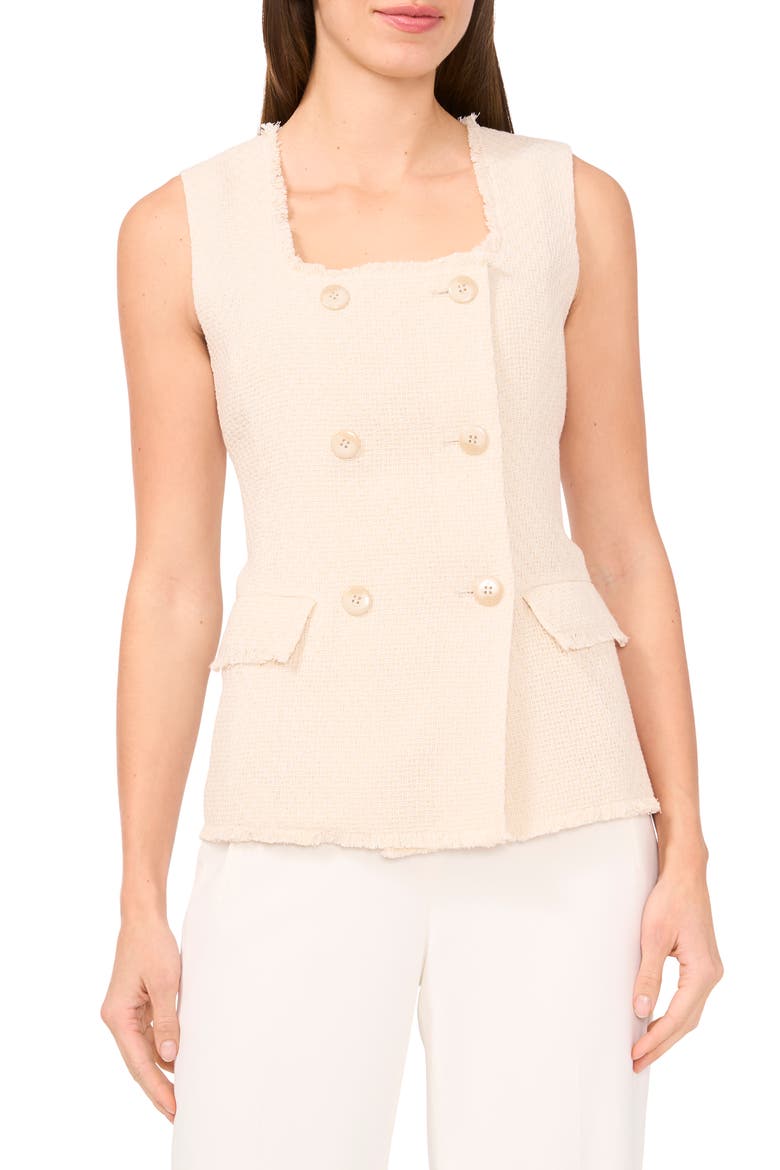 Tweed Square Neck Vest, Main, color, ALMOND MILK