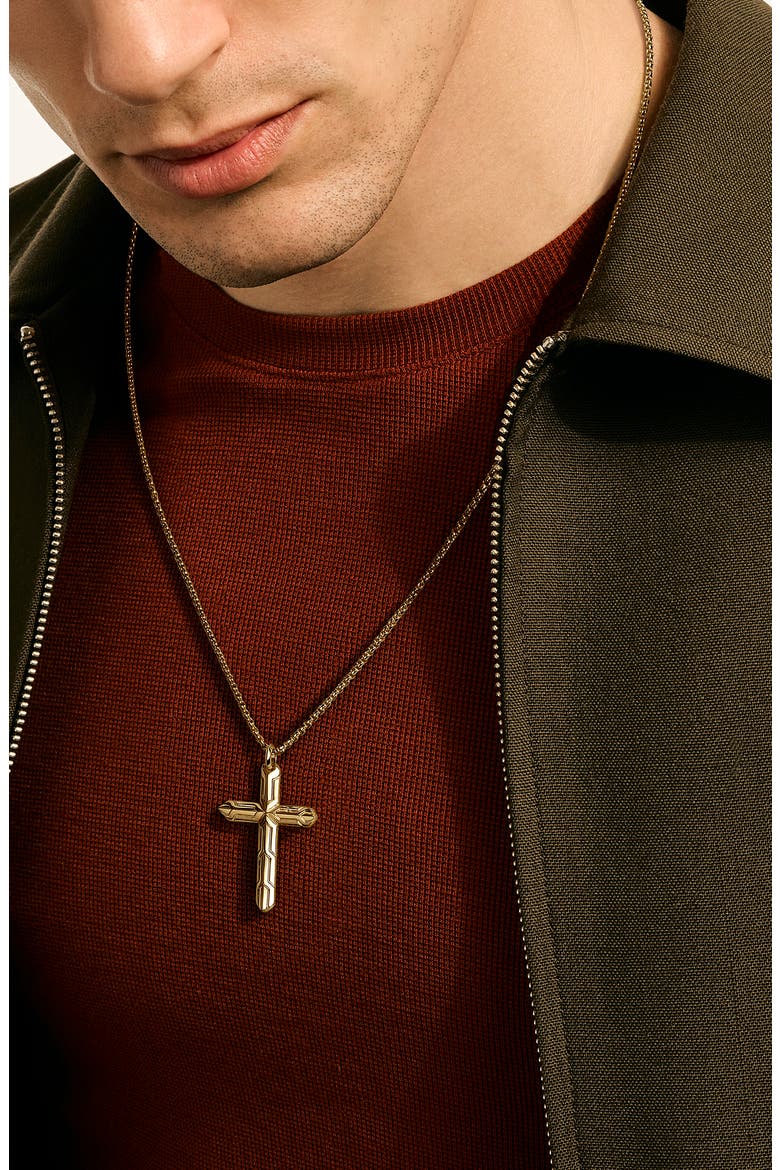 Icon 14k Gold Cross Pendant, Alternate, color, GOLD