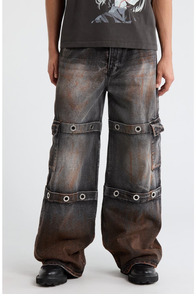 Ultra Baggy Skate Cargo Jeans, Main, color, WASHED BLACK