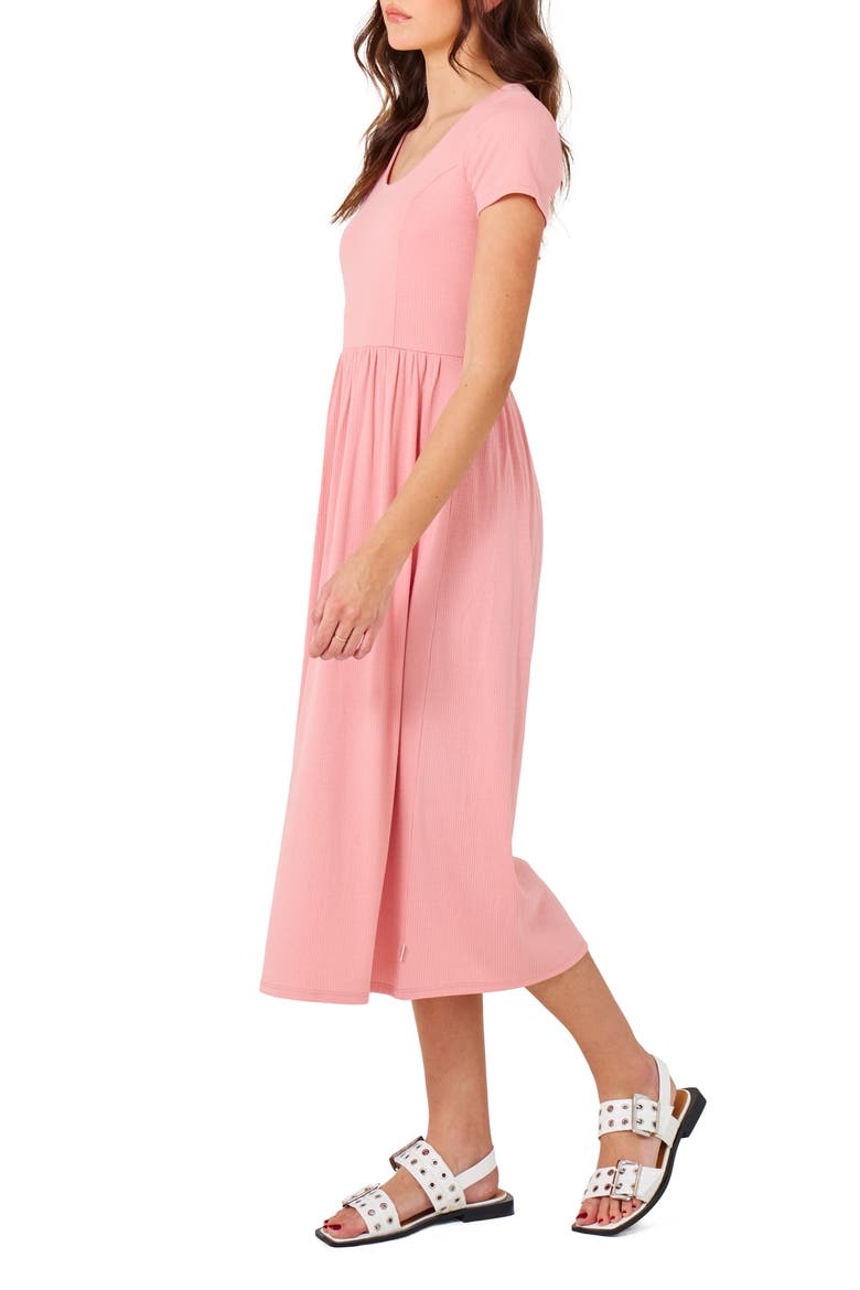 Coastal Ribbed Midi Dress, Alternate, color, ROSE TAN