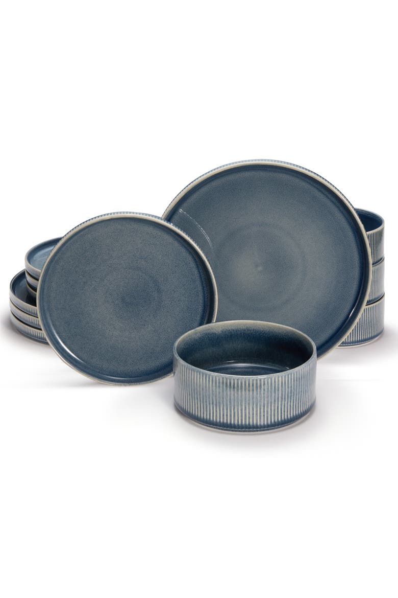 Hearthstone Collection Kook Ceramic Dinnerware Set - 12 Piece, Service for 4, Alternate, color, Powder White