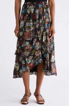 Floral High-Low Skirt