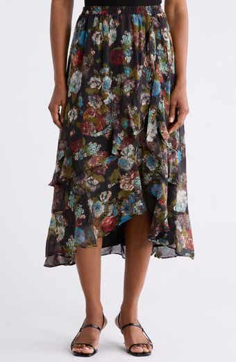 Floral High-Low Skirt