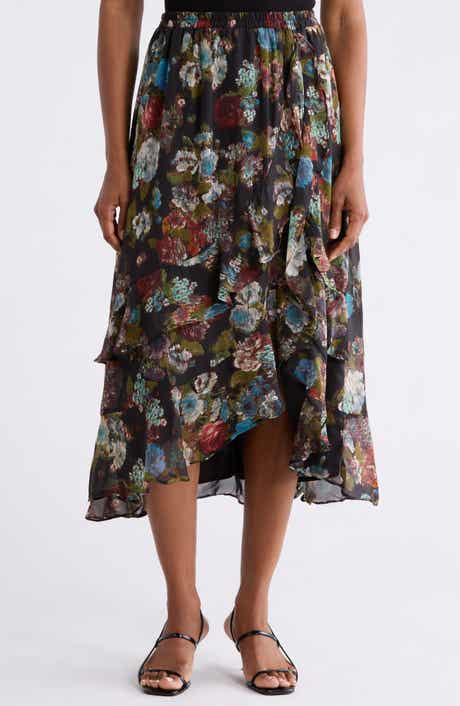 Floral High-Low Skirt
