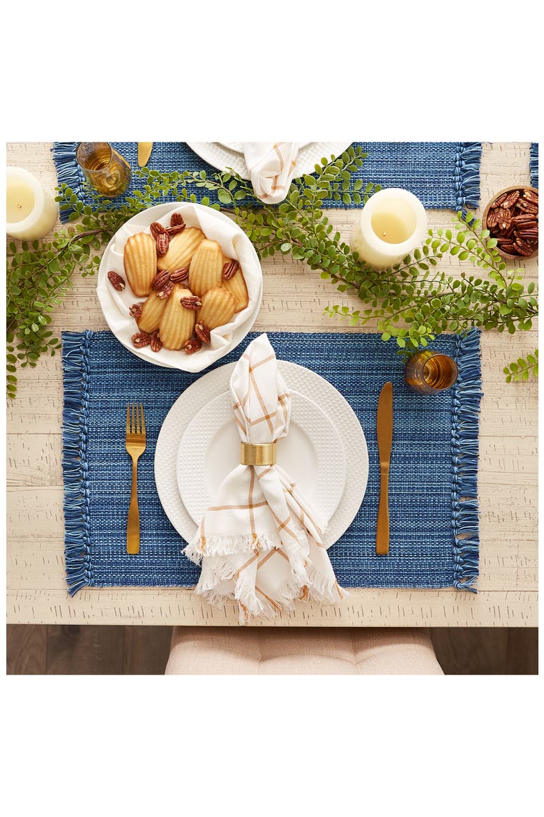 Variegated Fringe Set of 4 Placemats, Alternate, color, BLUE