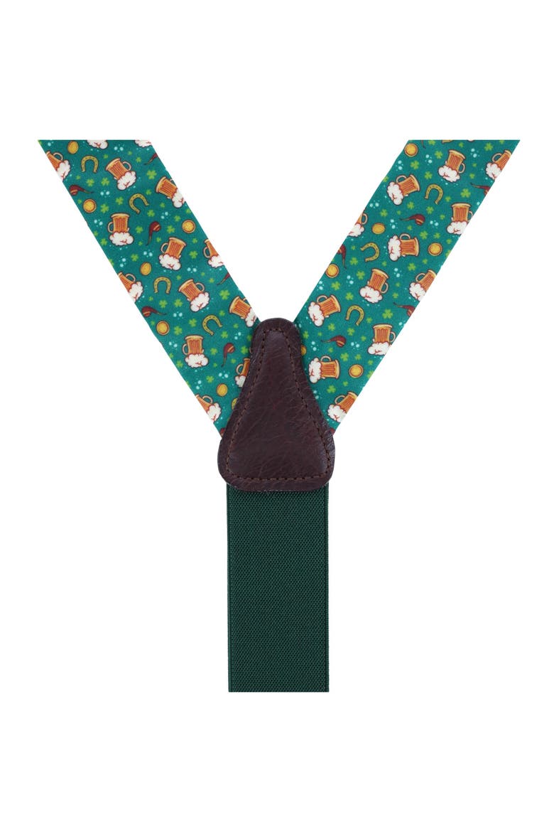 Cheers to St. Patrick's Day Silk Button End Suspenders, Alternate, color, Multiple