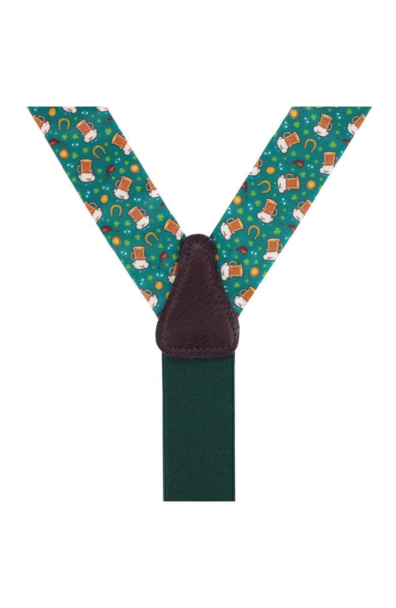Trafalgar Cheers to St. Patrick's Day Silk Button End Suspenders, Alternate, color, Multiple